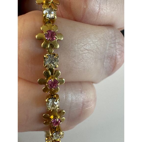 Gold toned floral anklet.  9” + 1” ext - Picture 1 of 8